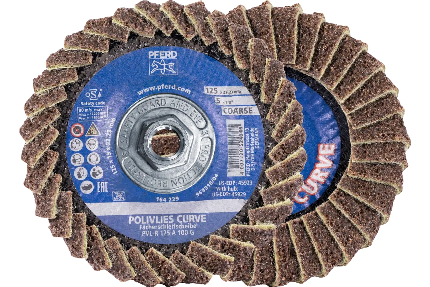 Picture of Pferd Flap Disc, PVL-R, Polivlies® Curve, 5" x 5/8-11, Coarse, Aluminum oxide